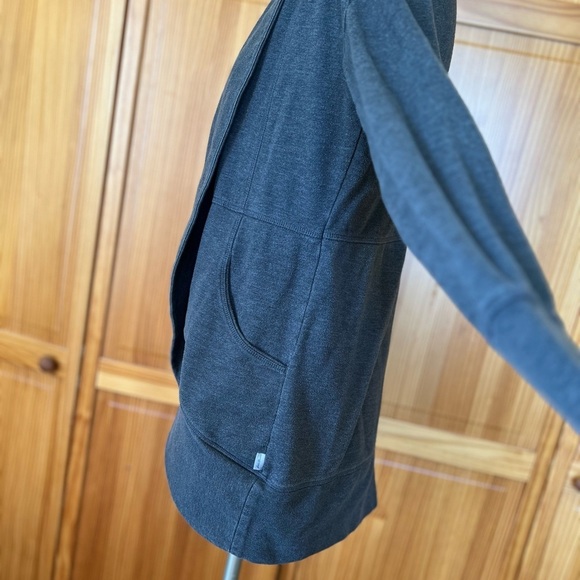 Eddie Bauer Small Gray Camp Fleece Wrap Cadigan Athleisure Casual Thumb Holes - Picture 5 of 9